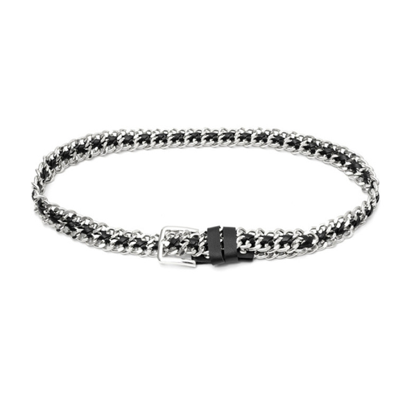 Waist Chain Belt Punk Waistband Skinny Waist Belt Decorated Belt-Silver