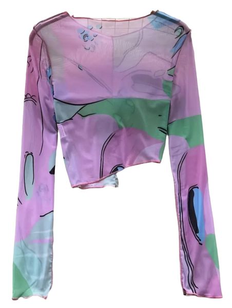 Vintage-Inspired Asymmetrical Patchwork Party Shirt for Women - Small