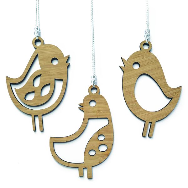 Hanging Bamboo Birds Wall Decor - Set of 3