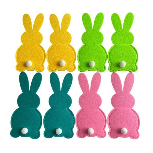 8-Piece Colourful Easter Bunny Shaped Cutlery Holder Set