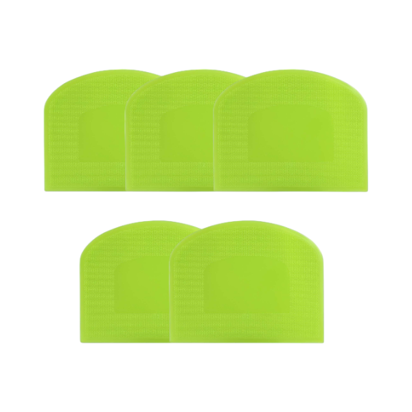 5-Piece Multi-Purpose Flexible Plastic Dough Scraper Set - Green