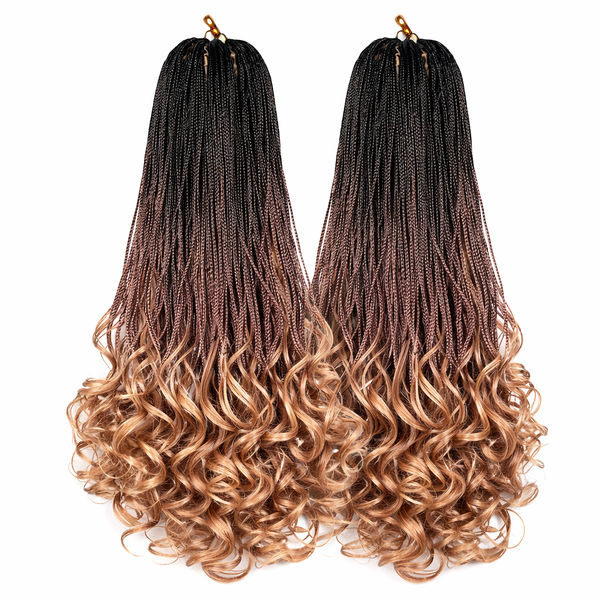 French Curl Braiding Hair Ombre 24 Inch Pre-Stretched 2 Piece Pack