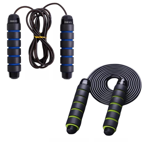 Trade Kite Pack of 2 Adjustable Weighted Cardio Skipping Ropes - Tangle-Free