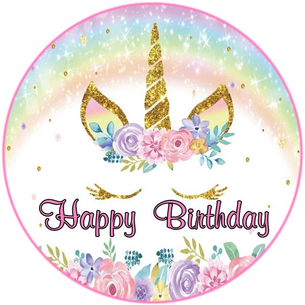 Unicorn Round Wooden Vinyl Signage 63cm