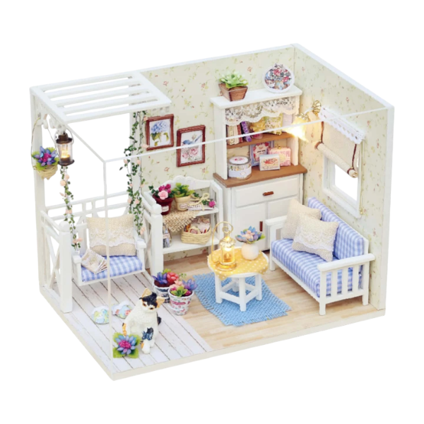 DIY Cottage Miniature Dollhouse Kit With LED Lights - Multicolor