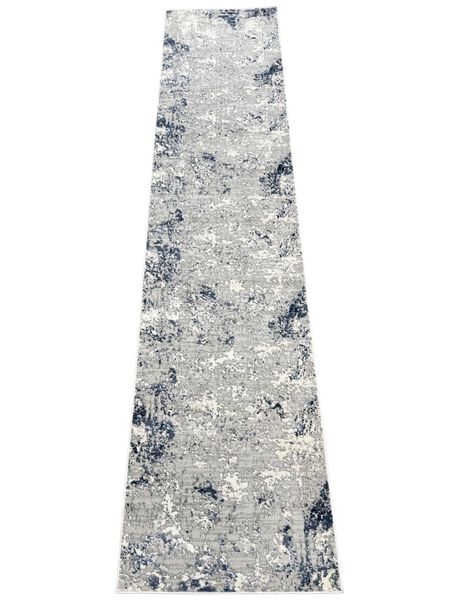 Grey / Blue Modern Soft Quality Passage Rug Runner - 400 x 80 cm
