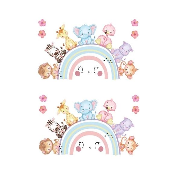 2 Piece Animal and Rainbow Wall Decor Stickers (Small)