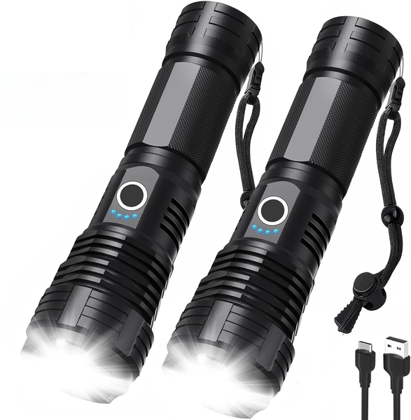 Led Flashlights Rechargeable 2 Piece Brightest Flash Light w/5 Modes