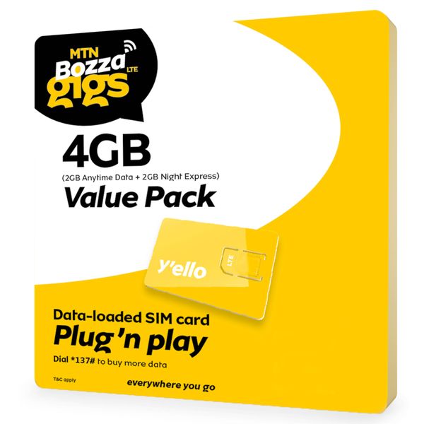 MTN BOZZAGigs 4GB DATA SIM