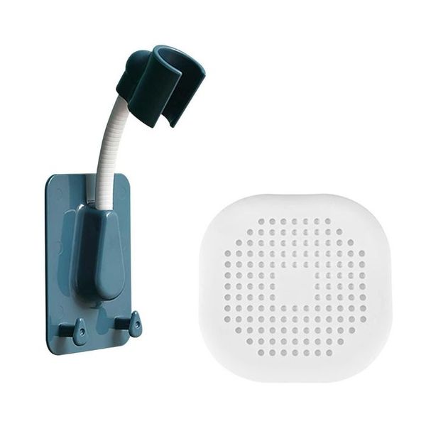 Shower Flow Duo: Dual Silicone Drain Filter &amp; Swivel Shower Hose Holder