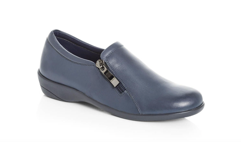 Green Cross women Navy Flat Zip-Up Walker