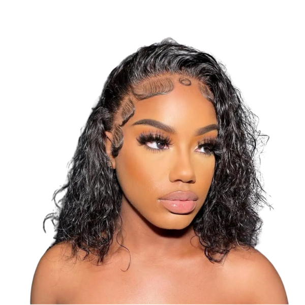 Curly Brazilian Hair Deep Wave Short Bob Lace Frontal Wig