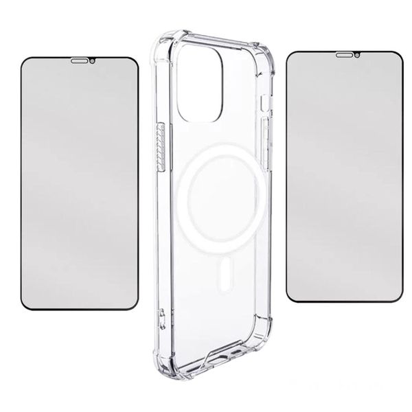 iPhone 14 MagSafe Clear Case &amp; 2 Premium Screen Protector Tempered Glass