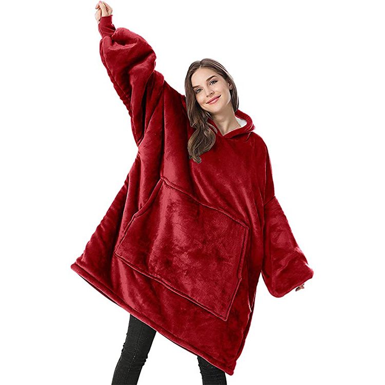 Unisex Oversized Sherpa Wearable Blanket Hoodie RED | Shop Today. Get ...