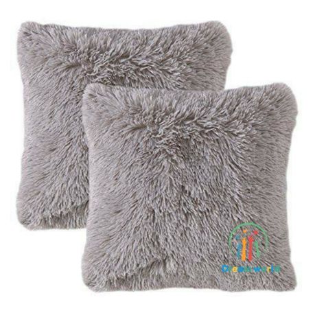 Grey fluffy pillow clearance cases