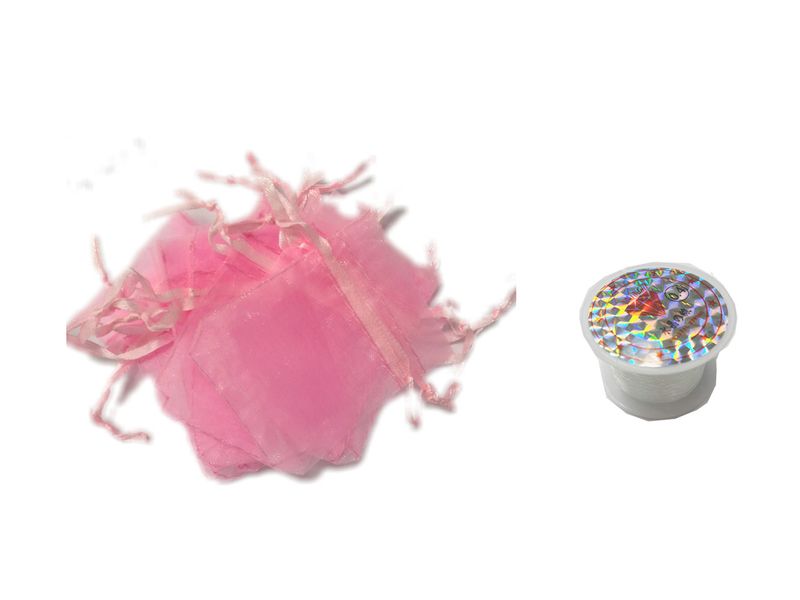 BEAD COOL - BULK BAG - 7cm by 9cm PINK 100pcs Organza Bag and Gut
