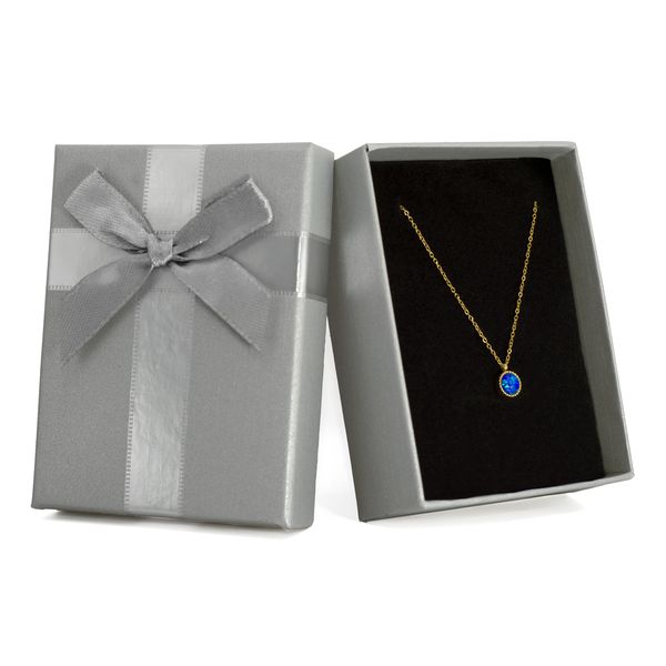 Opal Pendant Chain Necklace and Gift Box Set