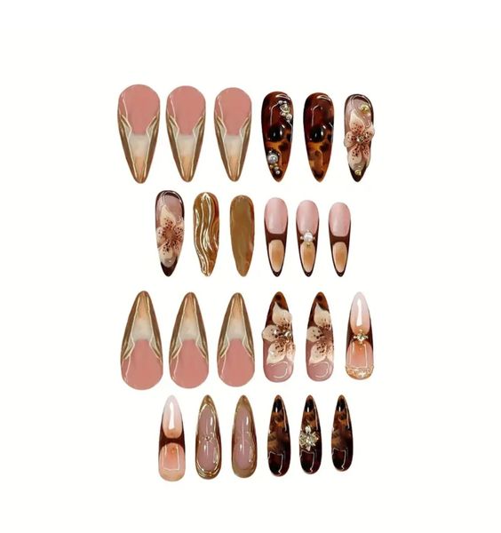 24 Pieces Almond-Shaped Press-On Nails