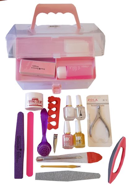 28pc Manicure and Pedicure set in a Storage Box - Pink