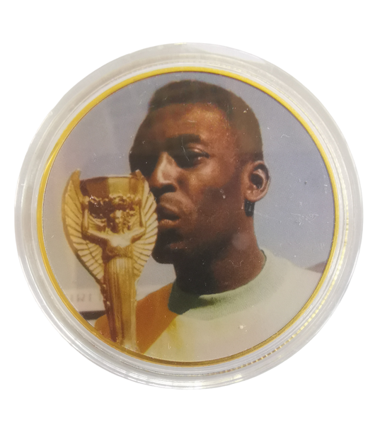 Pele Gold Plated Coin Colourised Soccer Coin Pele With Trophy Football Hero