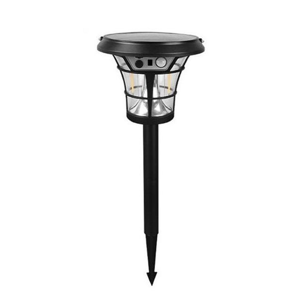 Round Solar Powered Garden Spike Light with Sensor White LED + 4RGB