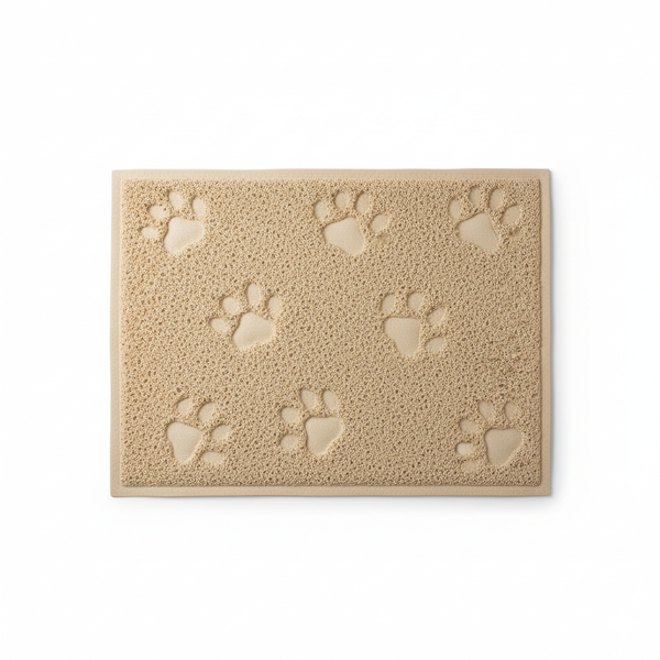 Beige Pet Litter Catcher Mat - Traps Litter, Protects Floors, Easy Clean