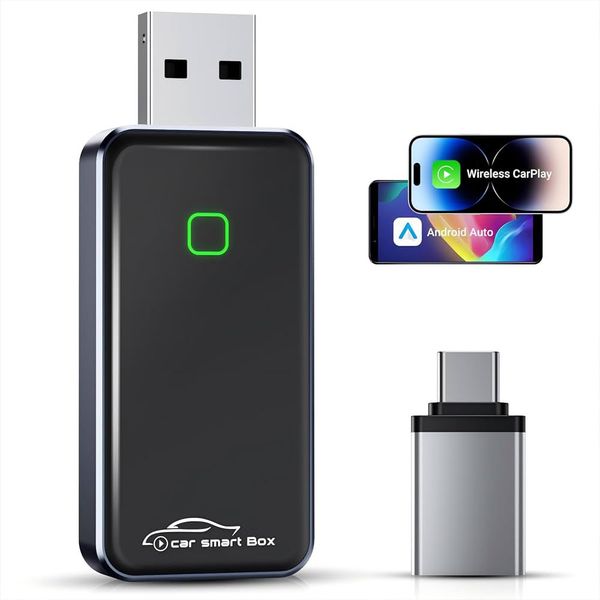 Wireless CarPlay &amp; Android Auto-2-in-1 Adapter With USB &amp; Type-C Adapter-GC