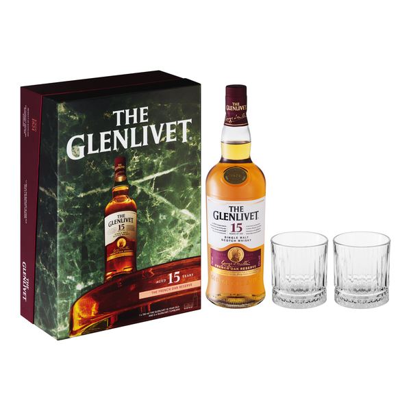 The Glenlivet 15 Year Old Single Malt Scotch Whisky 750ml Gift Pack