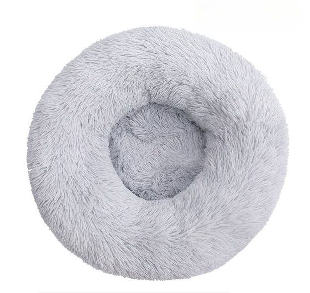 Plush Winter Round Pet Bed - Grey