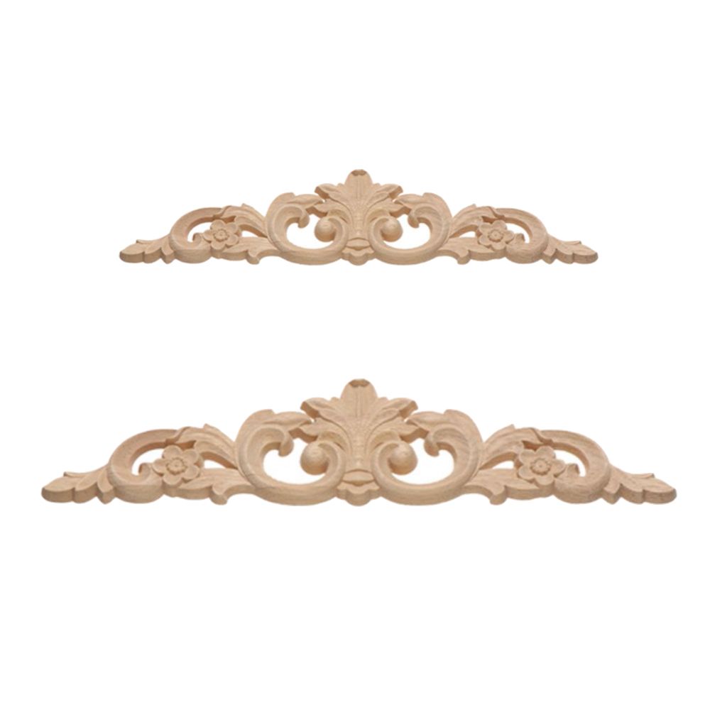 Craft Decor Natural Floral Wood Carved Corner Appliques Lace - Set Of 2 ...