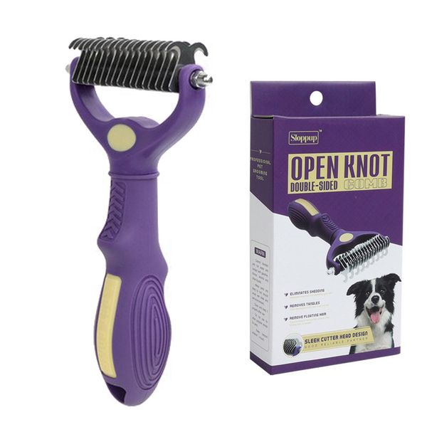 Pet Grooming Brush, Double Sided Shedding And Dematting