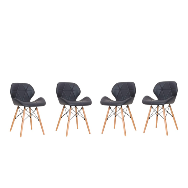4 Piece Pre-Assembled Padded Dining Chair with Solid Wooden Legs