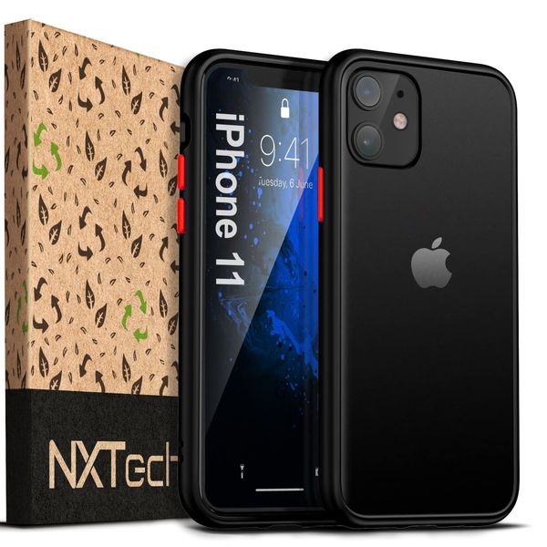 NXTech iPhone 11 Slim Fit Shockproof Red Accent Case - Black