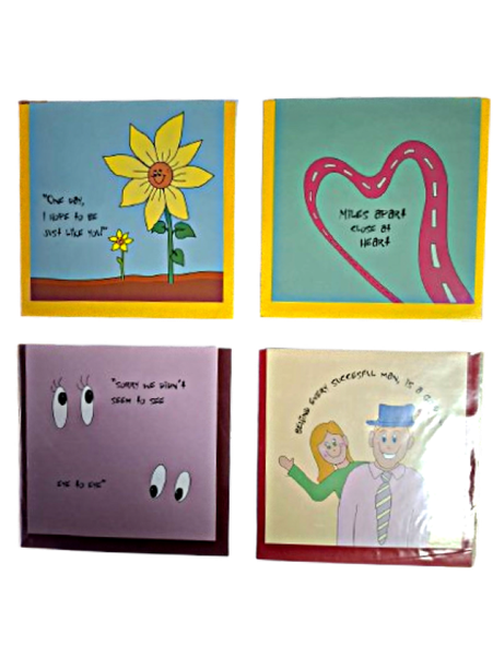 Original Gift Cards With Envelope - 4 Different Greeting Cards Per Pack