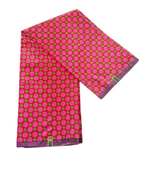 African Print Fabric - Block Wax - Blooming Pink - 6 Yards