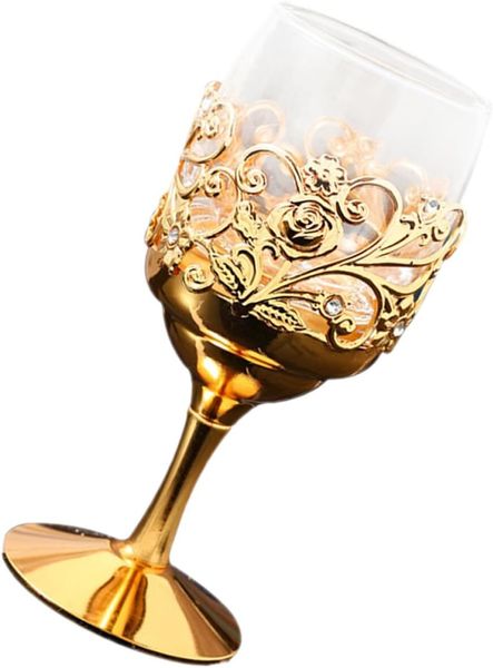 Metal Decorative Wine Goblet Glass, European Style Elegant Drink Cup, Gold