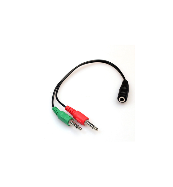 3.5mm Stereo Audio Female to 2 Male Headset Mic Y Splitter Cable Adaptor