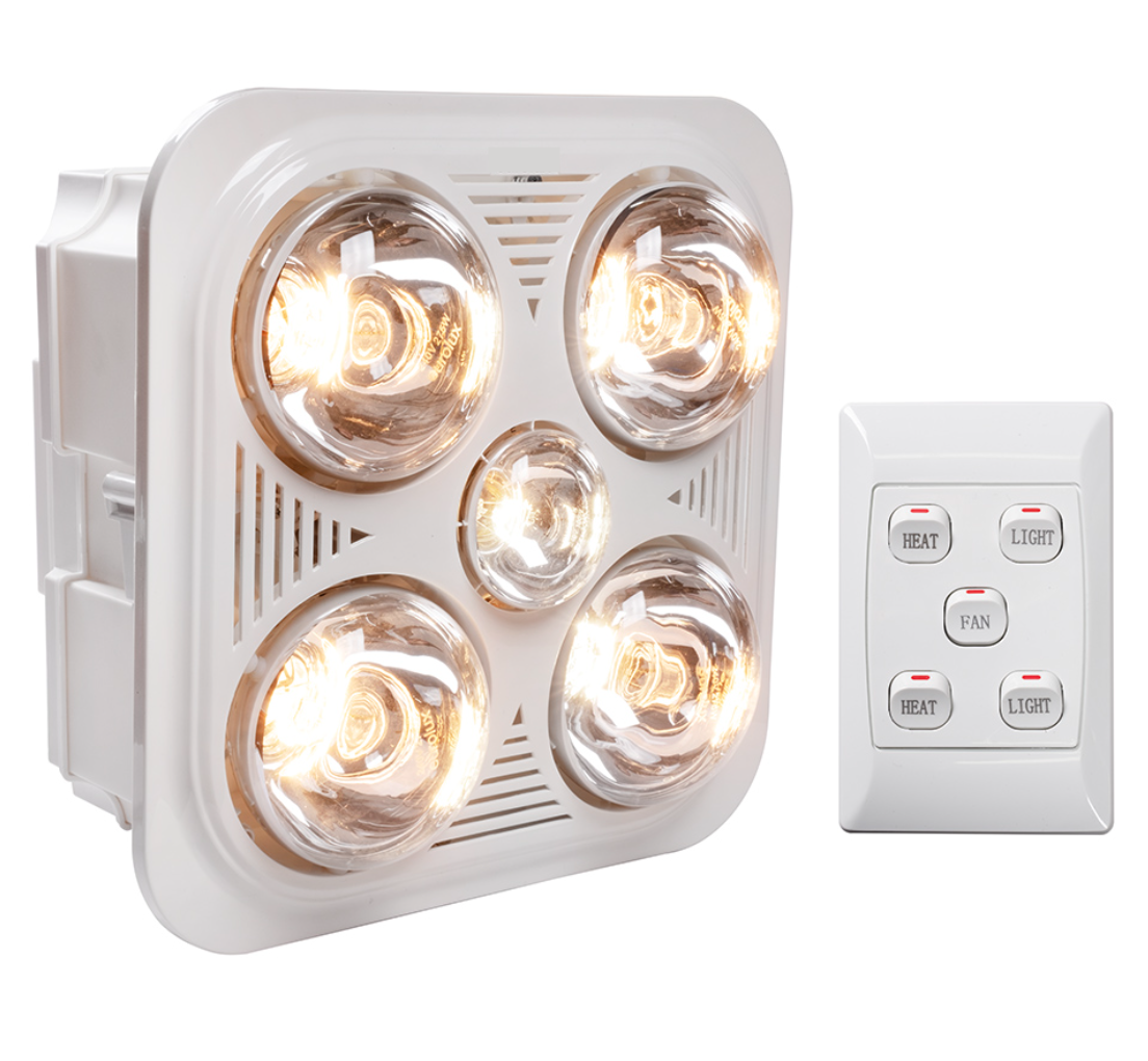 3 in 1 - Bathroom Heater & Extractor Fan & Light - 1100w With Switch