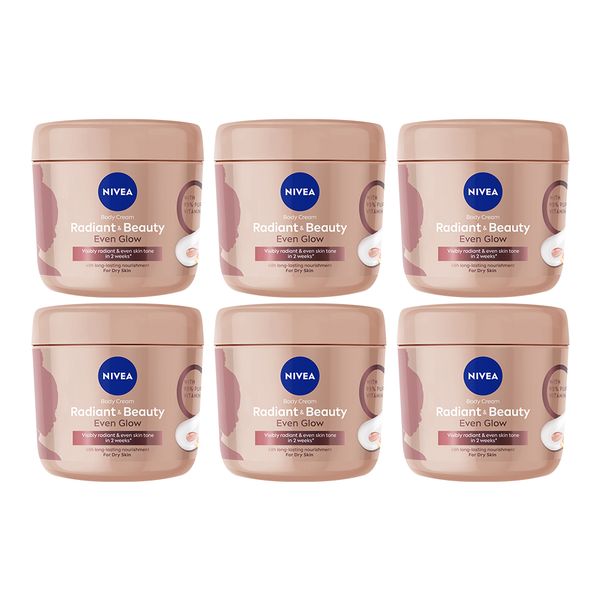 NIVEA Radiant &amp; Beauty Even Glow Body Cream with 95% Pure Vit C, 6x400ml