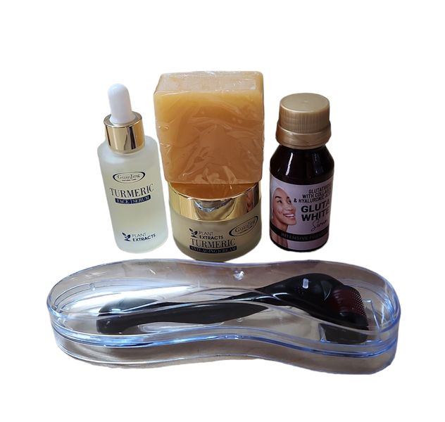Turmeric Anti-Aging Soap, Serum, Cream, Gouta Serum &amp; Derma Roller