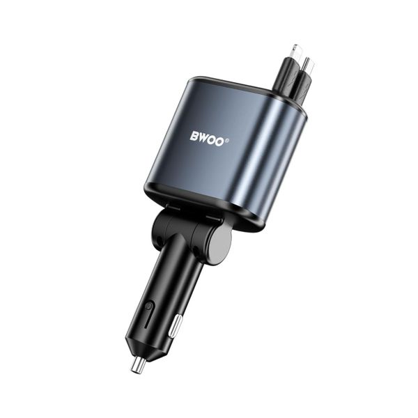 BWOO 120W 4 in 1 Starry Light Car Charger with 2 Retractable Cables