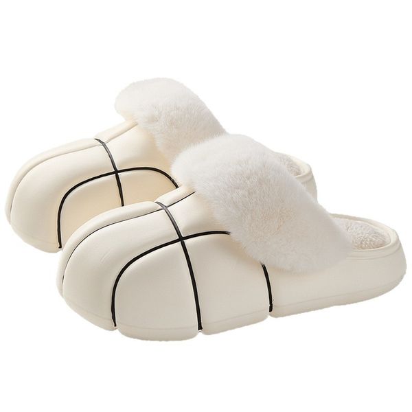Women's Winter Warm Waterproof Non-Slip Cotton Slippers - White