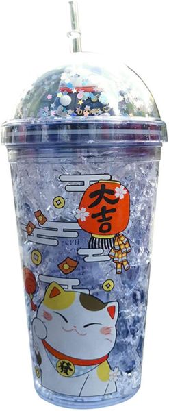 Cartoon Plastic Colour Ice Cup Fun Straw