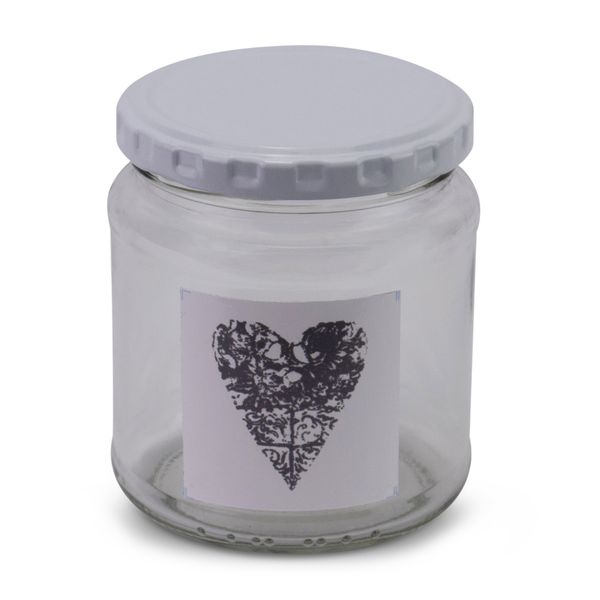 Jar - Grey Cross Heart - Transparent - Glass - 291ml