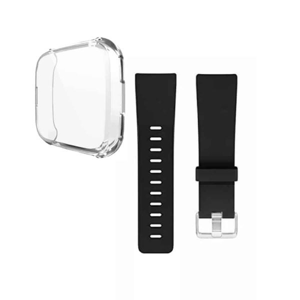 Killer Deals Navy Silicone Strap (M/L) + TPU Case Combo for Fitbit Versa