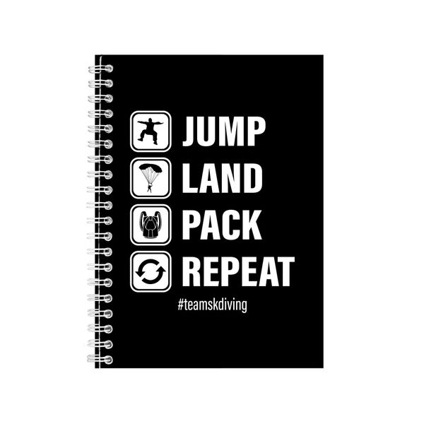 Jump Land Pack Repeat Notebook Skydiving Gift Idea A4 Notepad 148