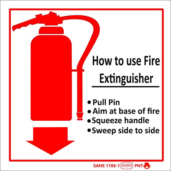 How to use a Fire extinguisher sign 29x29cm - 2 Pack