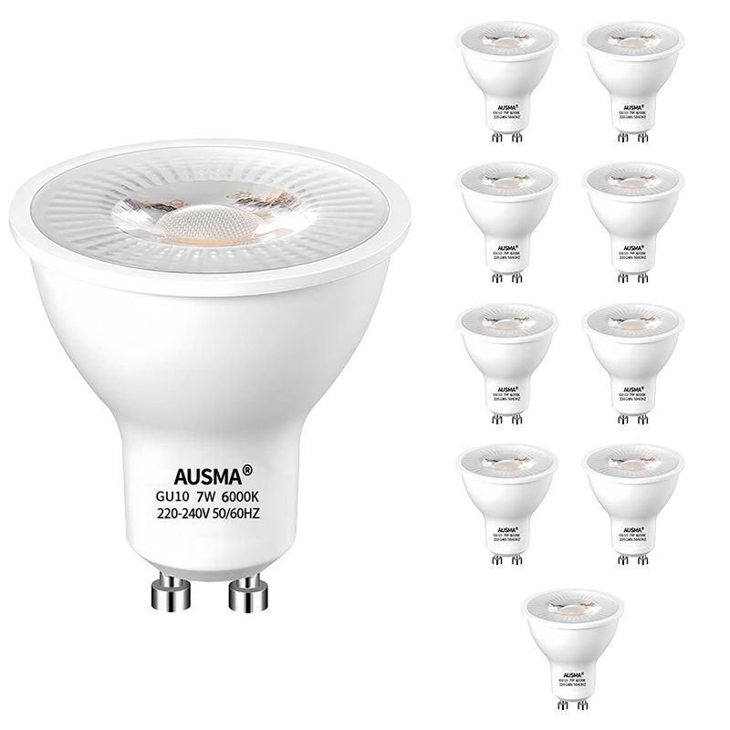 AUSMA 10-Pack GU10 LED Light Bulb,7W 650Lumens,6000kCold white