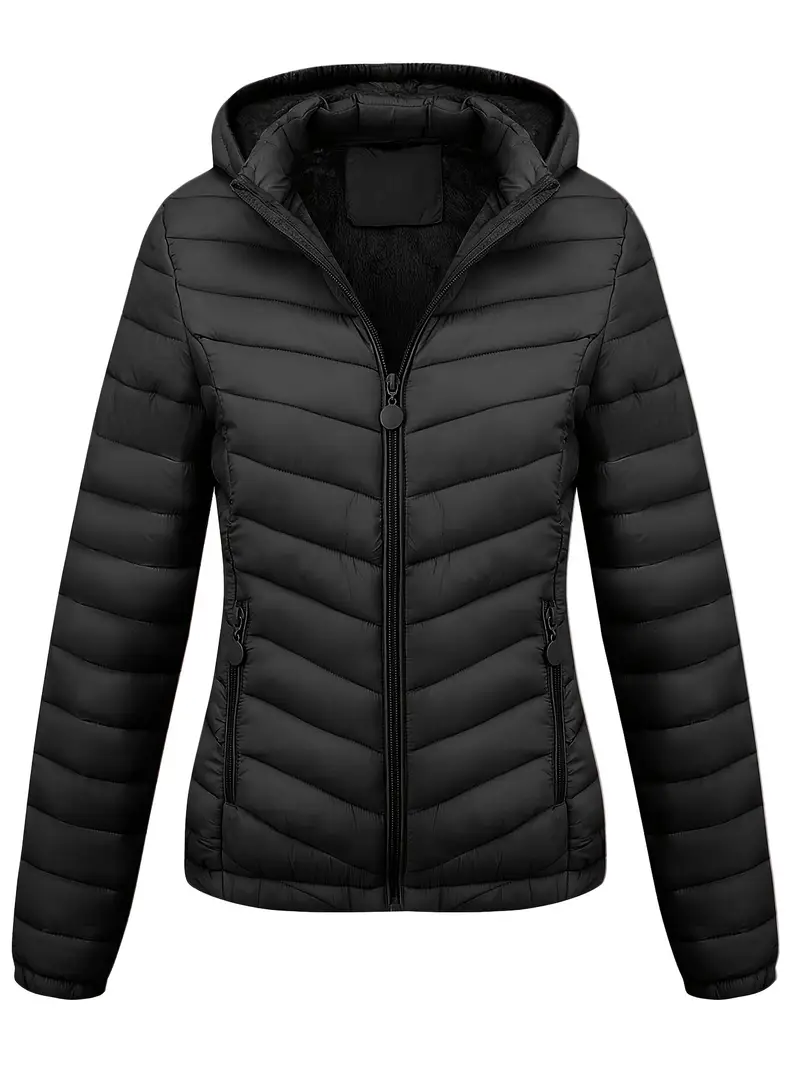 Casual insulated long sleeve zip up hoodie puffy coat shop today get