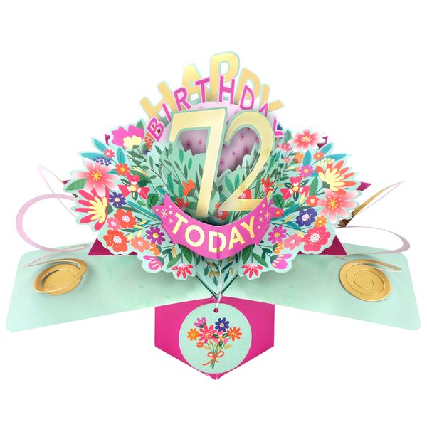 Happy 72nd Birthday 3D Pop Up Card - Female